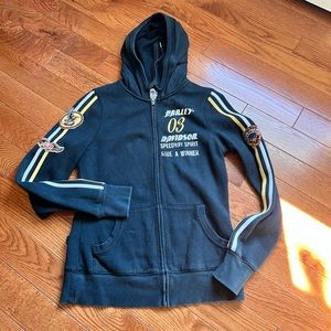 Harley Davidson motor clothes Navy striped hoodie in size small